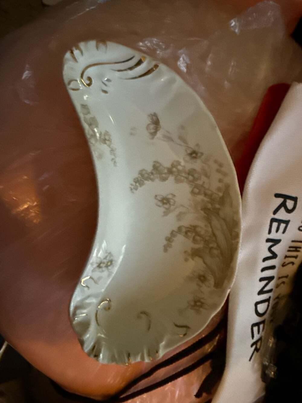 J & G Meakin Hanley England Lily of the Valley Crescent Bone Dish